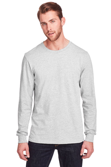 Fruit Of The Loom IC47LSR Mens Iconic Long Sleeve Crewneck T-Shirt Heather Oatmeal Front