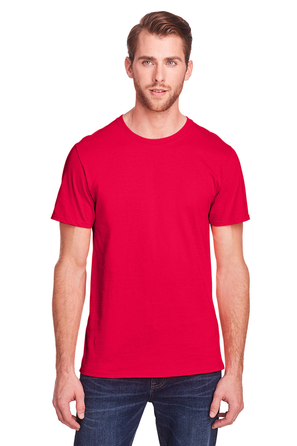 Fruit Of The Loom IC47MR Mens Iconic Short Sleeve Crewneck T-Shirt Red Front