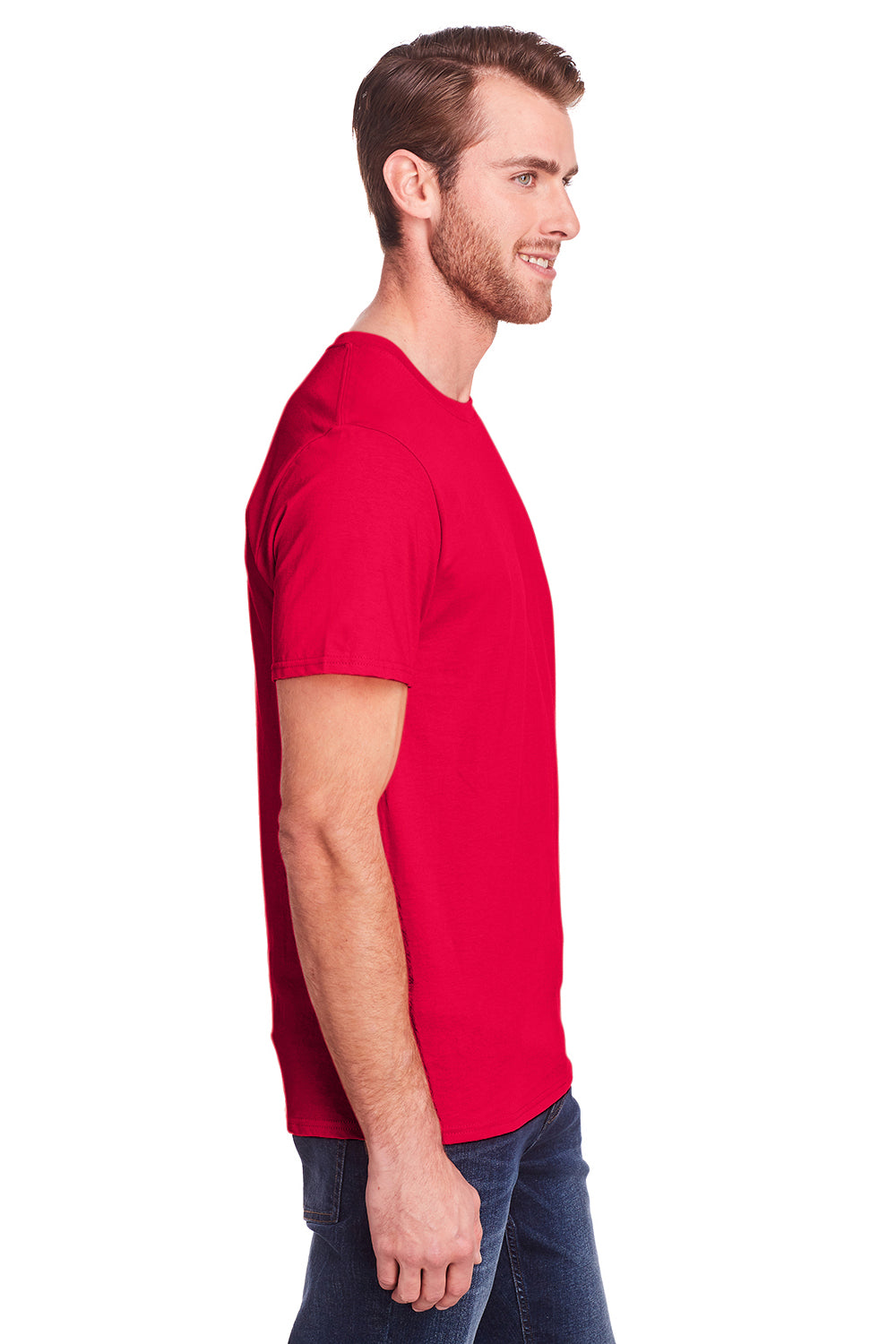 Fruit Of The Loom IC47MR Mens Iconic Short Sleeve Crewneck T-Shirt Red Side