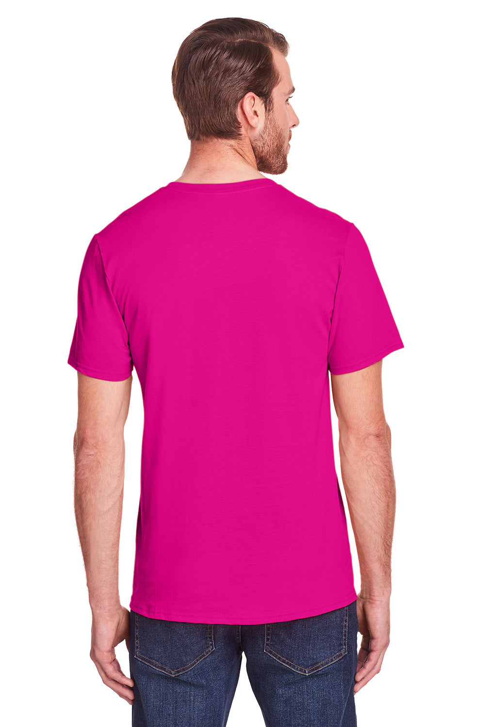 Fruit Of The Loom IC47MR Mens Iconic Short Sleeve Crewneck T-Shirt Cyber Pink Back