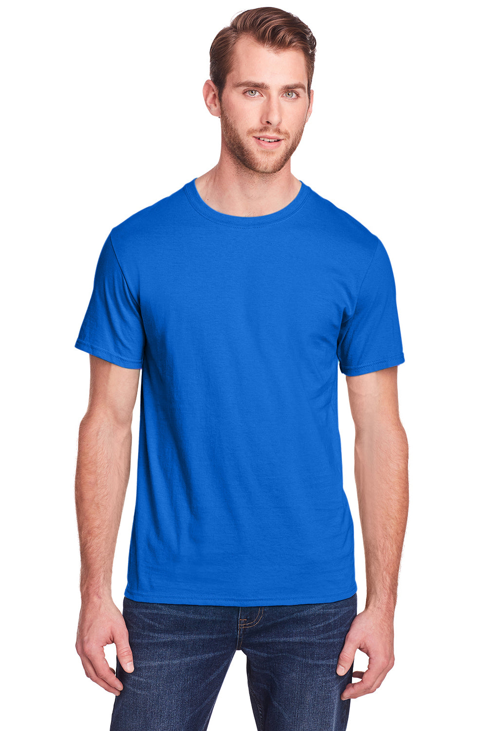 Fruit The Loom IC47MR Mens Royal Blue Iconic Short Sleeve Crewneck T- Shirt —