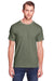 Fruit Of The Loom IC47MR Mens Iconic Short Sleeve Crewneck T-Shirt Heather Military Green Front