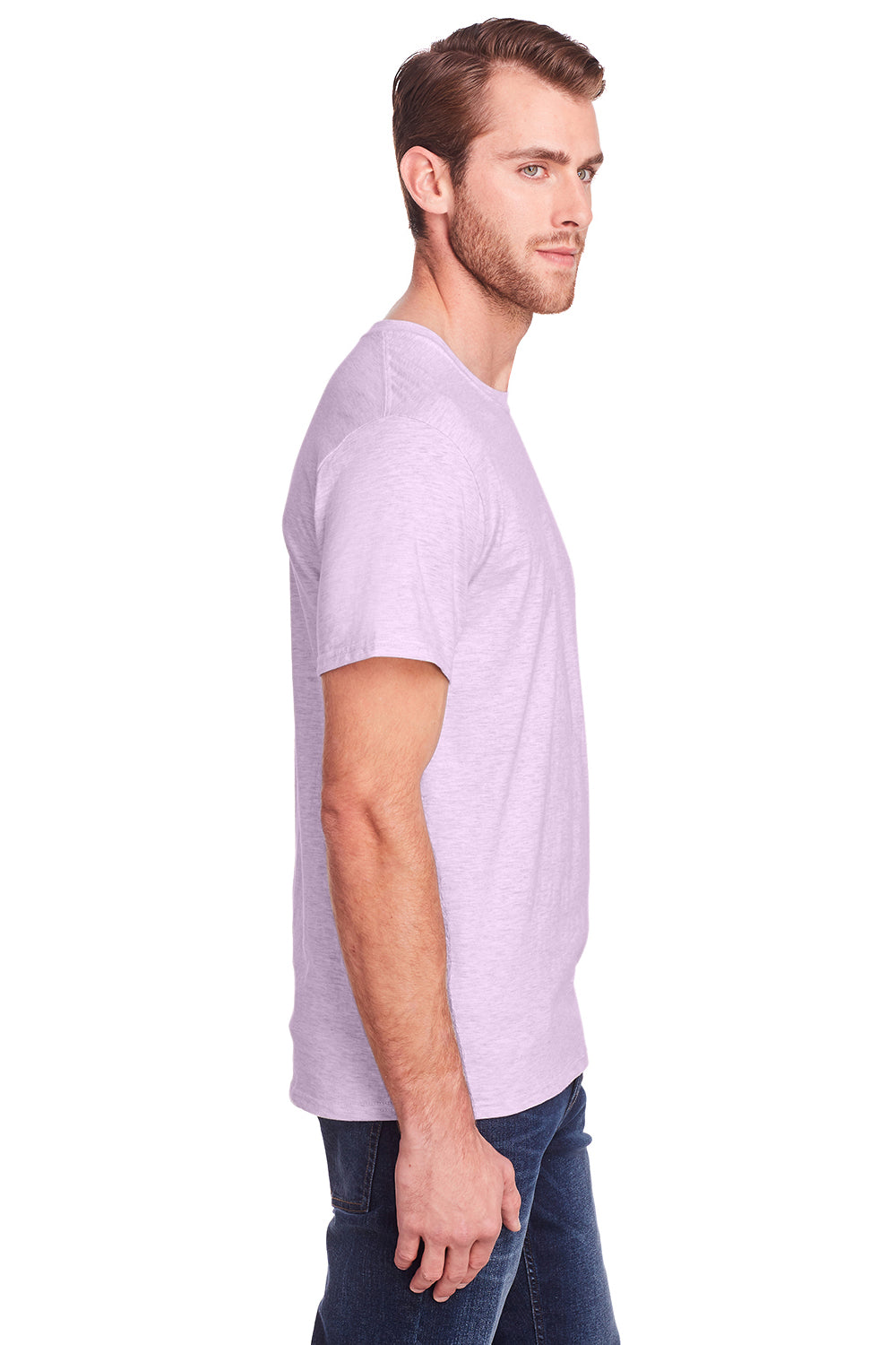 Fruit Of The Loom IC47MR Mens Iconic Short Sleeve Crewneck T-Shirt Heather Pink Side