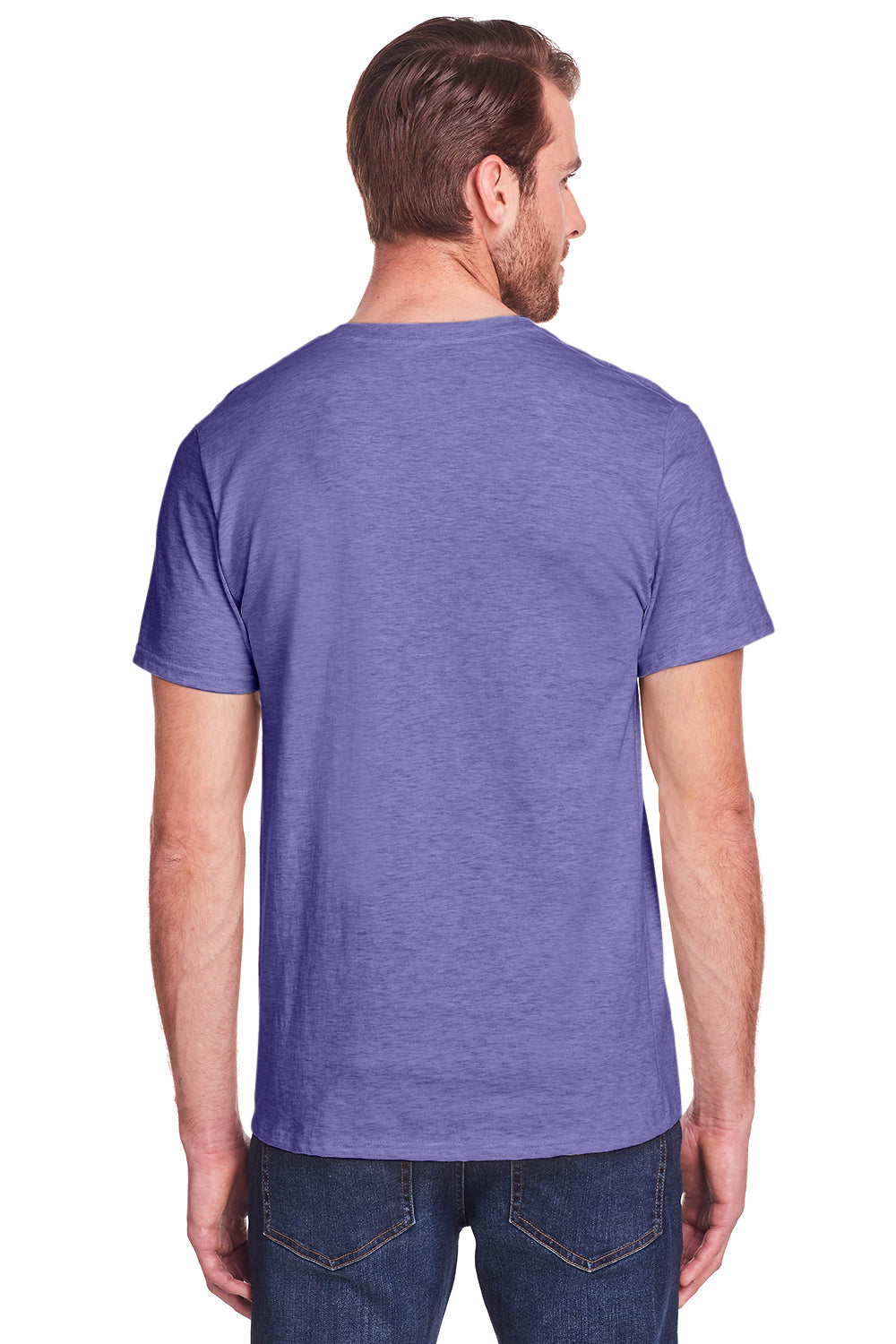 Fruit Of The Loom IC47MR Mens Iconic Short Sleeve Crewneck T-Shirt Heather Purple Back
