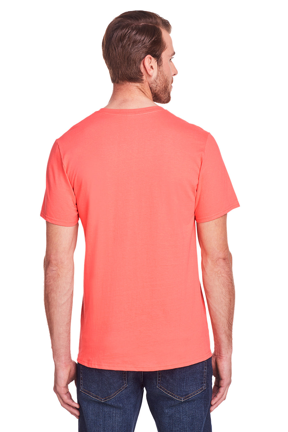 Fruit Of The Loom IC47MR Mens Iconic Short Sleeve Crewneck T-Shirt Coral Red Back