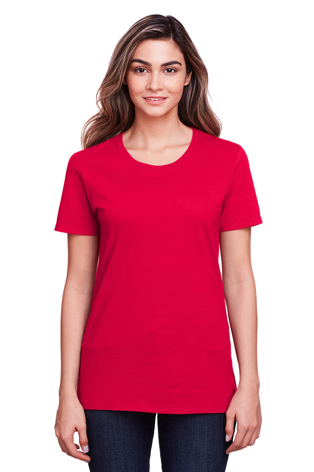 Fruit Of The Loom IC47WR Womens Iconic Short Sleeve Crewneck T-Shirt Red Front