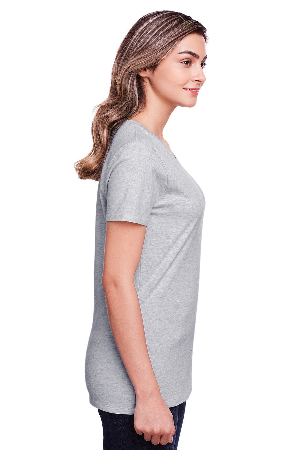 Fruit Of The Loom IC47WR Womens Iconic Short Sleeve Crewneck T-Shirt Heather Grey Side