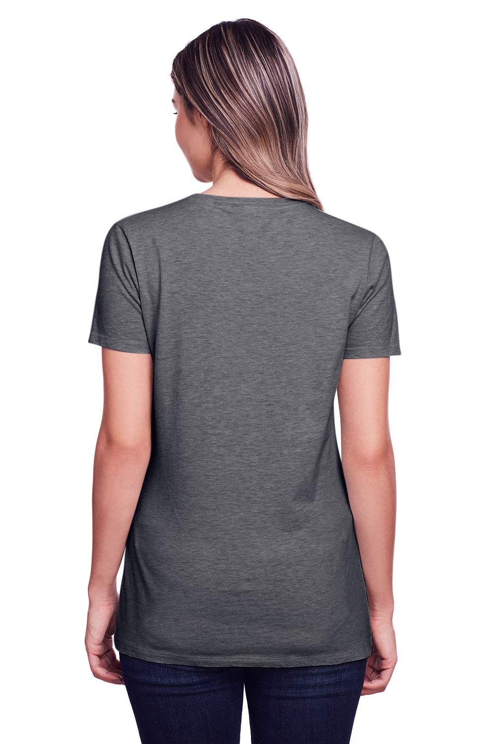 Fruit Of The Loom IC47WR Womens Iconic Short Sleeve Crewneck T-Shirt Heather Charcoal Grey Back