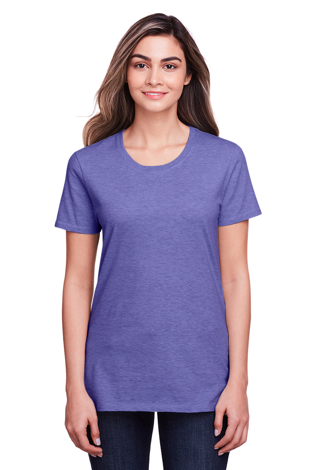 Fruit Of The Loom IC47WR Womens Iconic Short Sleeve Crewneck T-Shirt Heather Purple Front