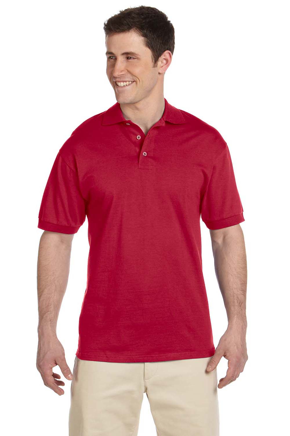 Jerzees J100 Mens Short Sleeve Polo Shirt Red Front