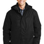 Port Authority Mens Herringbone 3-in-1 Waterproof Full Zip Hooded Jacket - Black