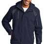 Port Authority Mens All Season II Waterproof Full Zip Hooded Jacket - True Navy Blue/Iron Grey