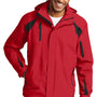 Port Authority Mens All Season II Waterproof Full Zip Hooded Jacket - True Red/Black