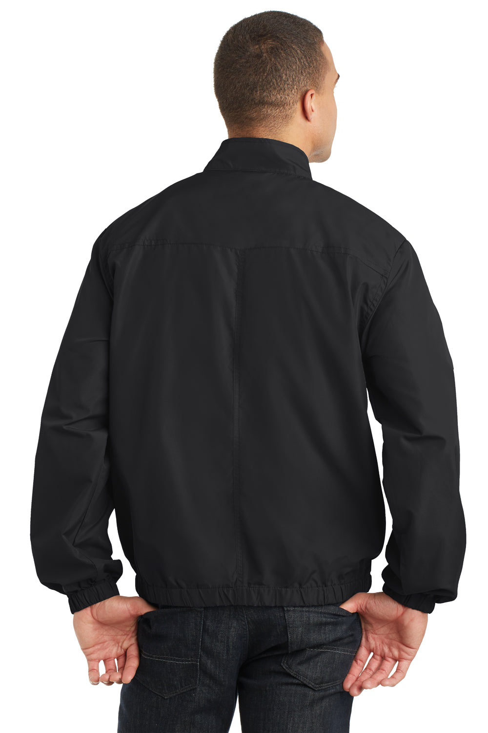 Port Authority J305 Mens Essential Water Resistant Full Zip Jacket Black Back