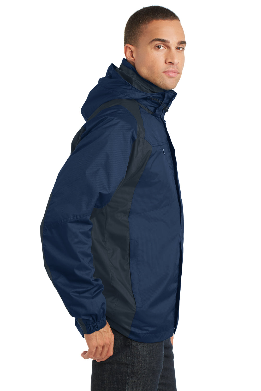Port Authority J310 Mens Ranger 3-in-1 Waterproof Full Zip Hooded Jacket Insignia Blue/Navy Blue Side