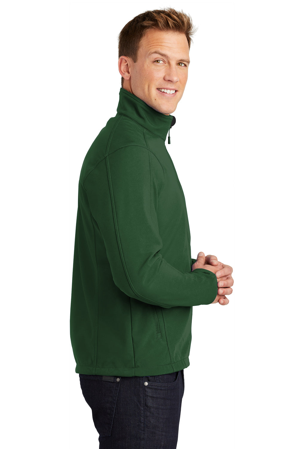 Port Authority J317 Mens Core Wind & Water Resistant Full Zip Jacket Forest Green Side