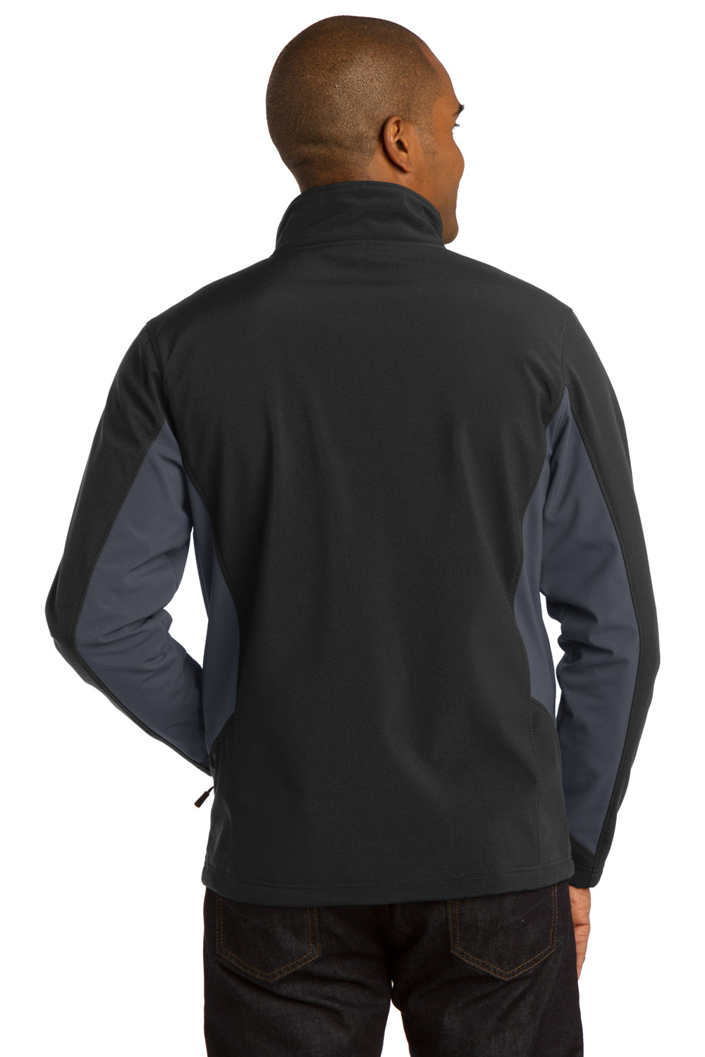 Port Authority J318 Mens Core Wind & Water Resistant Full Zip Jacket Black/Grey Back