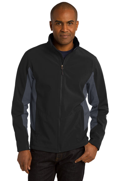 Port Authority J318 Mens Core Wind & Water Resistant Full Zip Jacket Black/Grey Front