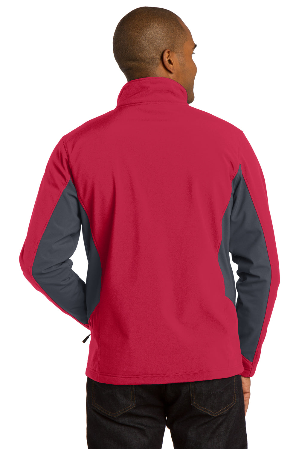 Port Authority J318 Mens Core Wind & Water Resistant Full Zip Jacket Red/Grey Back