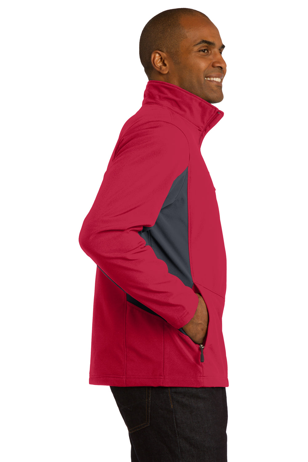 Port Authority J318 Mens Core Wind & Water Resistant Full Zip Jacket Red/Grey Side