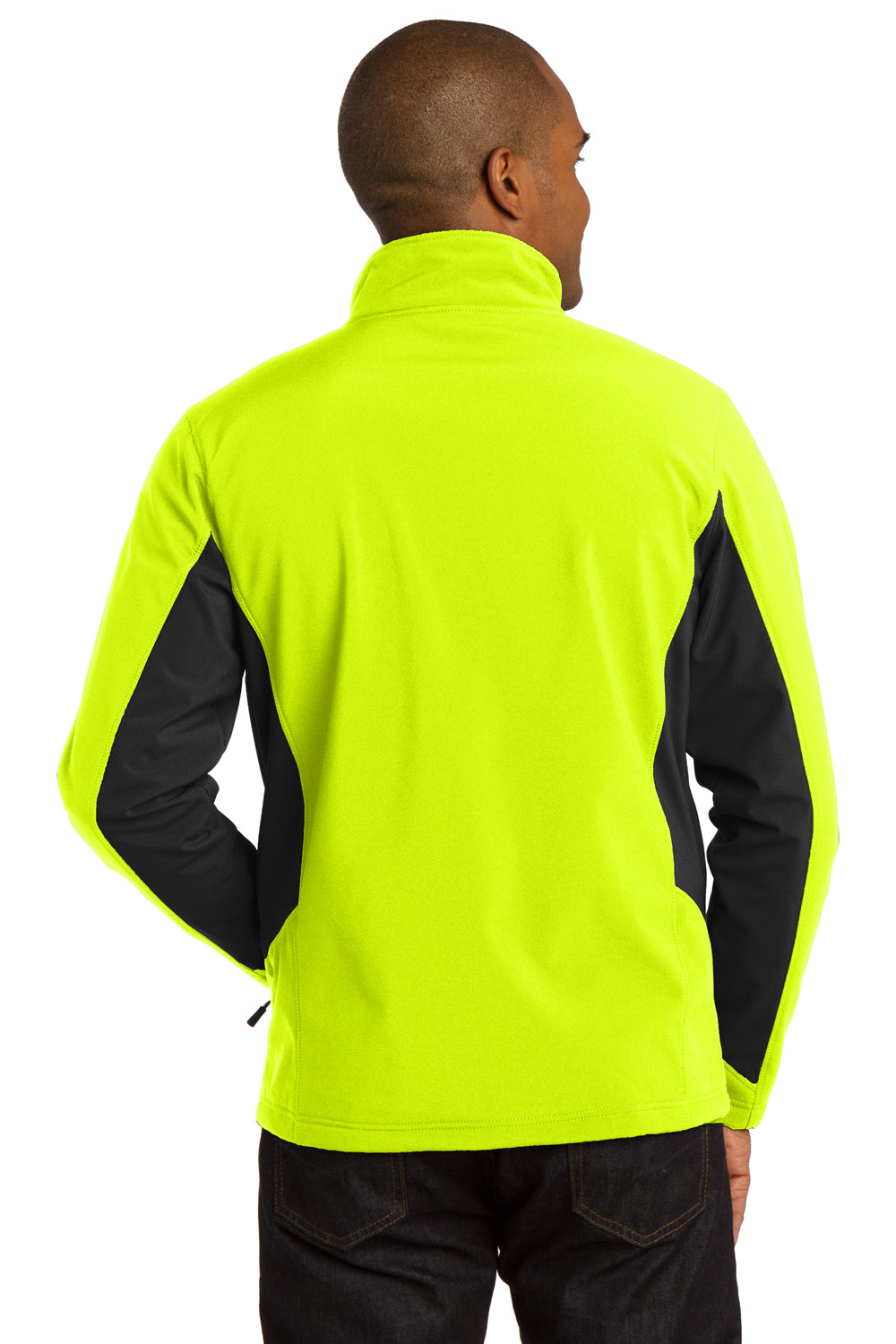 Port Authority J318 Mens Core Wind & Water Resistant Full Zip Jacket Safety Yellow/Black Back