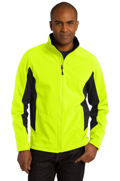 Port Authority J318 Mens Core Wind & Water Resistant Full Zip Jacket Safety Yellow/Black Front