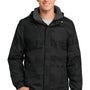 Port Authority Mens Brushstroke Wind & Water Resistant Full Zip Hooded Jacket - Black - Closeout