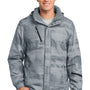 Port Authority Mens Brushstroke Wind & Water Resistant Full Zip Hooded Jacket - Grey - Closeout