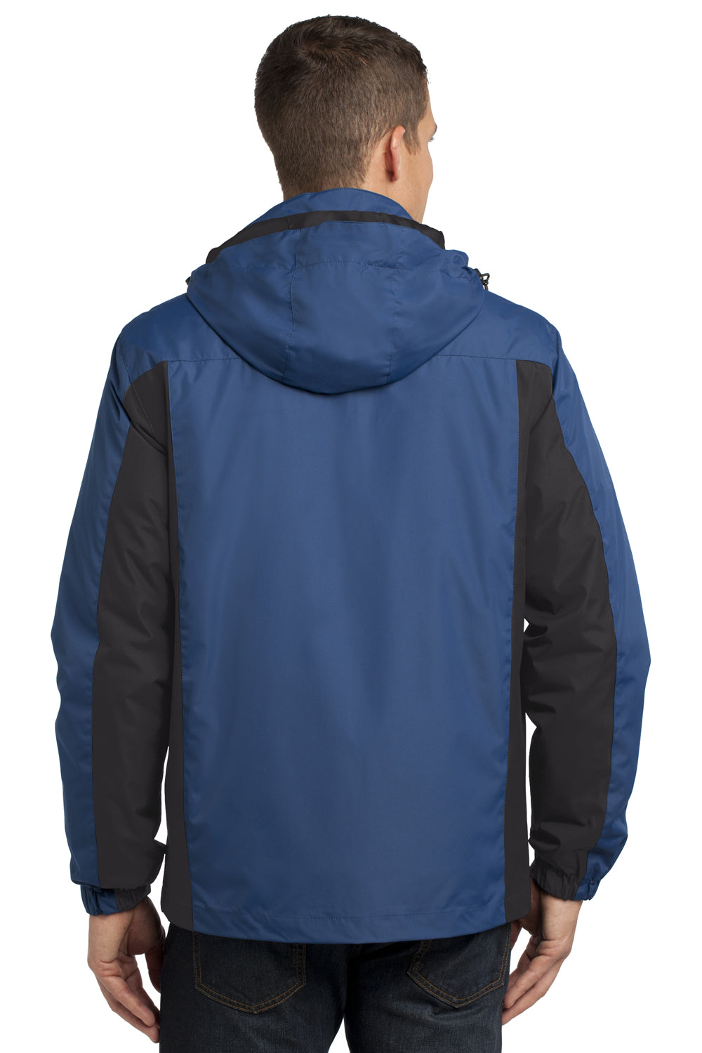 Port Authority J321 Mens 3-in-1 Wind & Water Resistant Full Zip Hooded Jacket Admiral Blue/Black/Grey Back