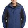 Port Authority Mens 3-in-1 Wind & Water Resistant Full Zip Hooded Jacket - Admiral Blue/Black/Magnet Grey