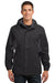 Port Authority J322 Mens Cascade Waterproof Full Zip Hooded Jacket Black/Grey Front