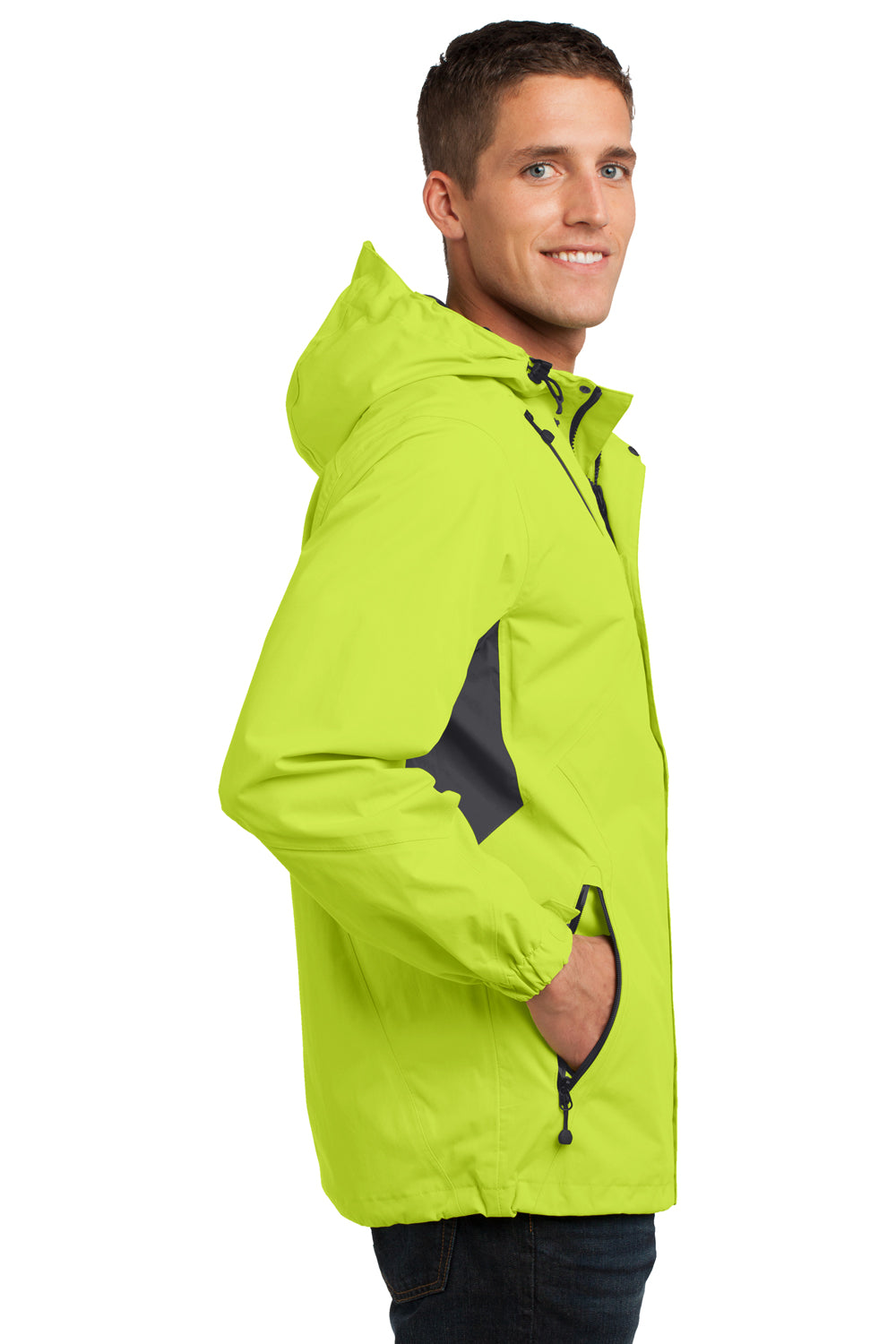 Port Authority J322 Mens Cascade Waterproof Full Zip Hooded Jacket Charge Green/Grey Side