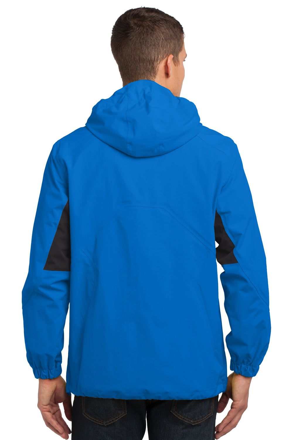 Port Authority J322 Mens Cascade Waterproof Full Zip Hooded Jacket Imperial Blue/Black Back