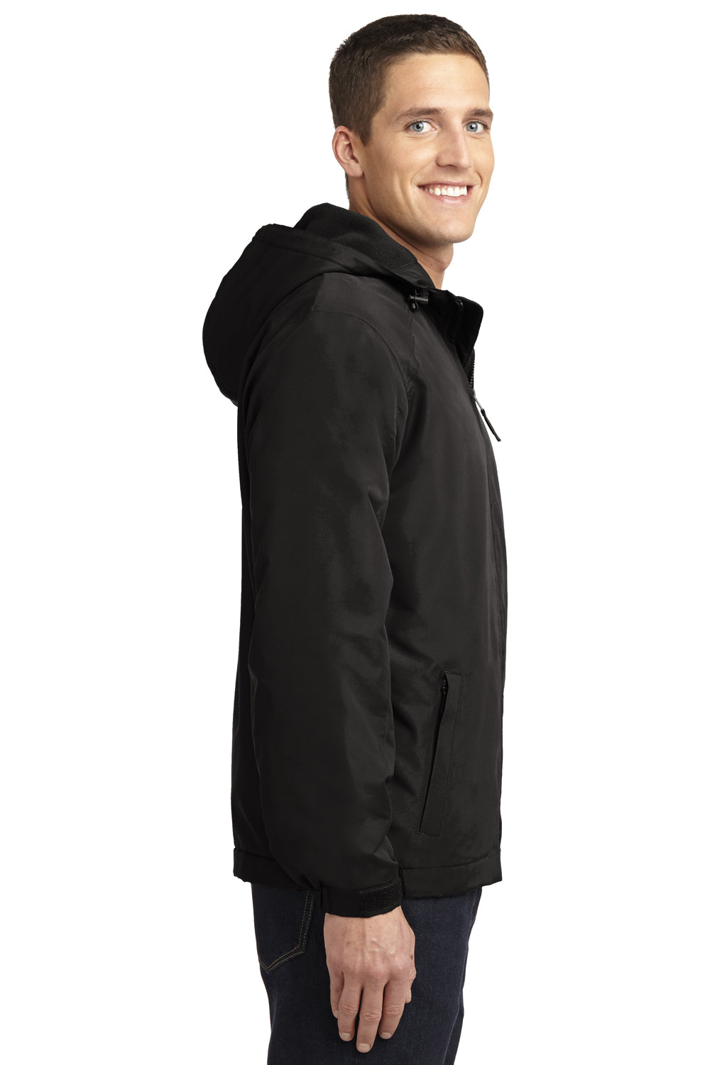 Port Authority J327 Mens Charger Wind & Water Resistant Full Zip Hooded Jacket Black Side