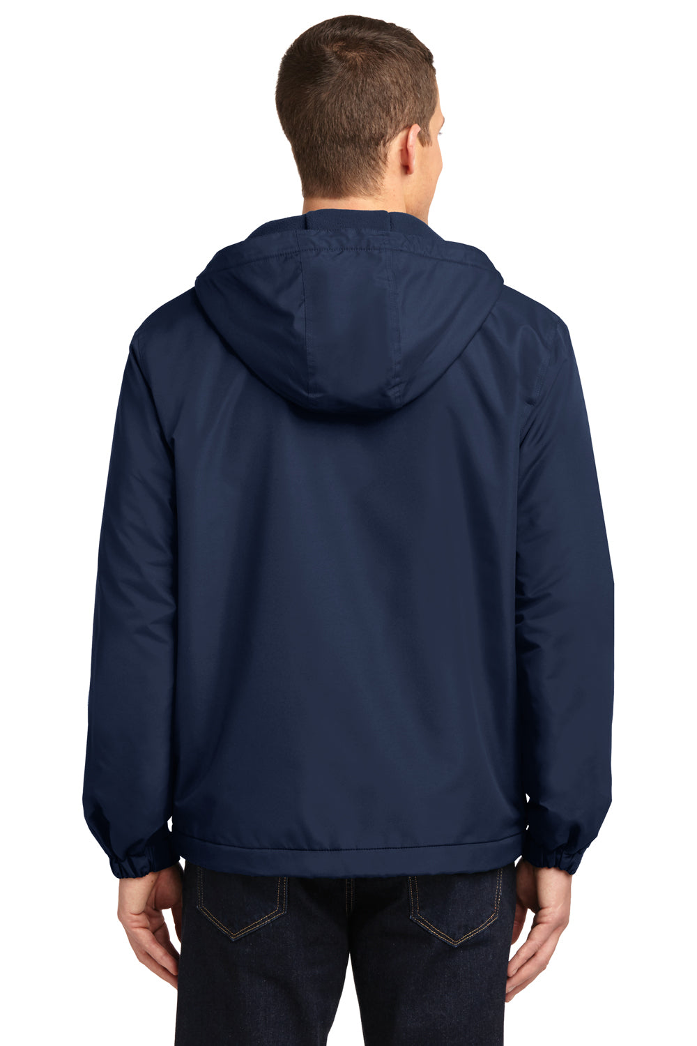 Port Authority J327 Mens Charger Wind & Water Resistant Full Zip Hooded Jacket Navy Blue Back