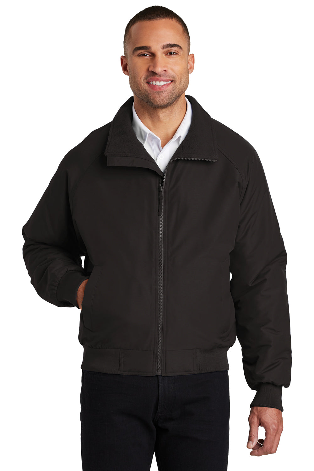 Port Authority J328 Mens Charger Wind & Water Resistant Full Zip Jacket Black Front