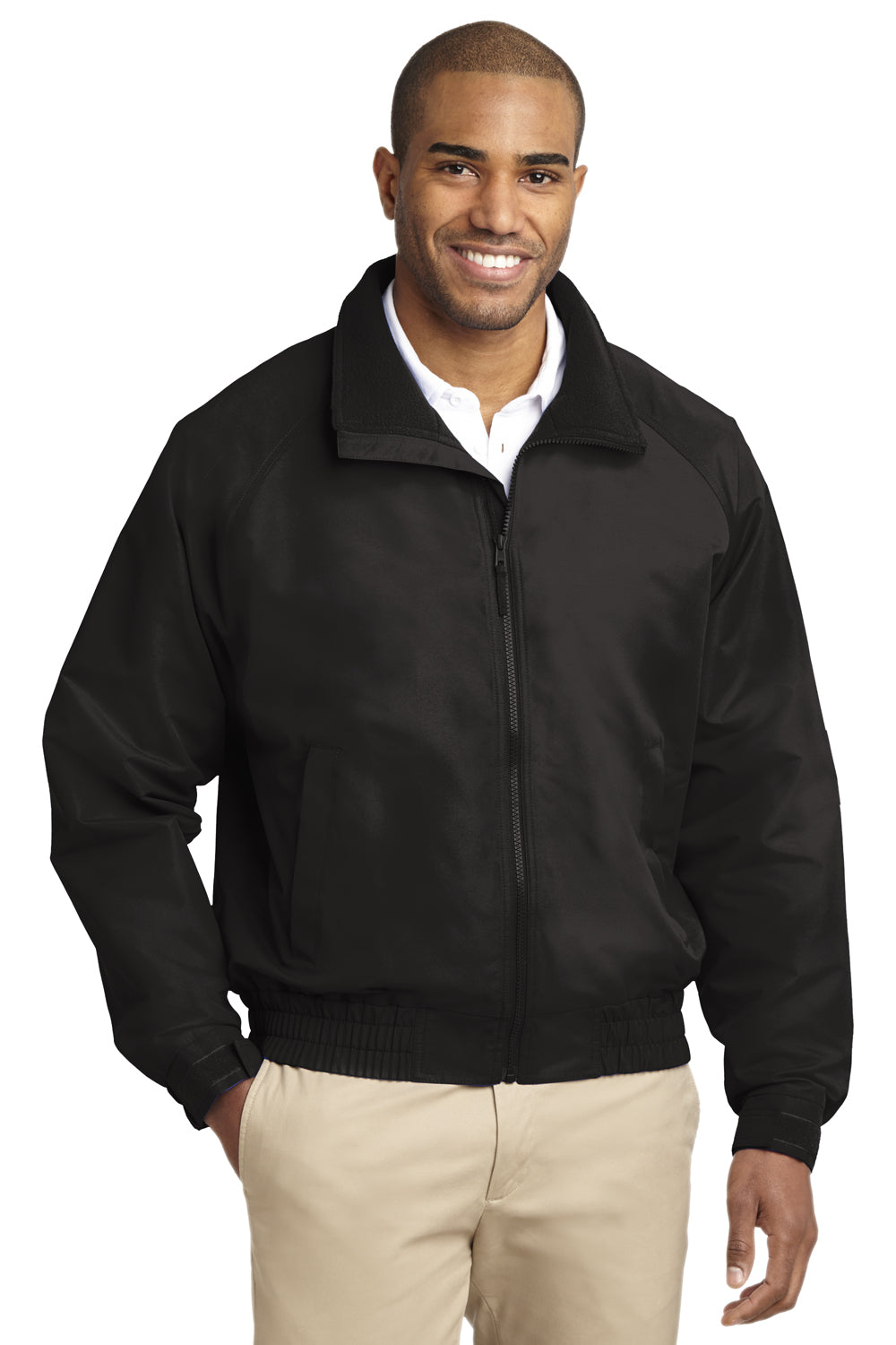 Port Authority J329 Mens Charger Wind & Water Resistant Full Zip Jacket Black Front