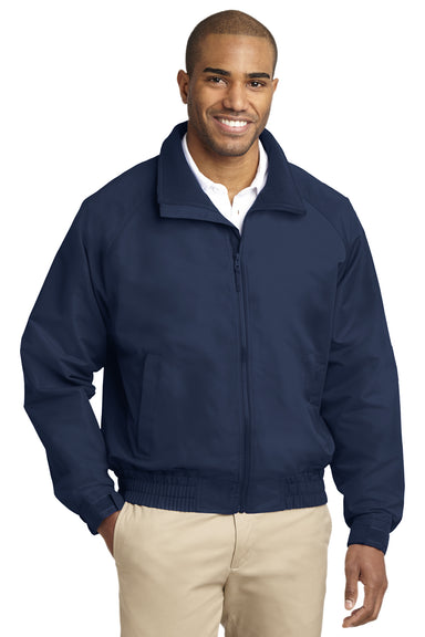Port Authority J329 Mens Charger Wind & Water Resistant Full Zip Jacket Navy Blue Front