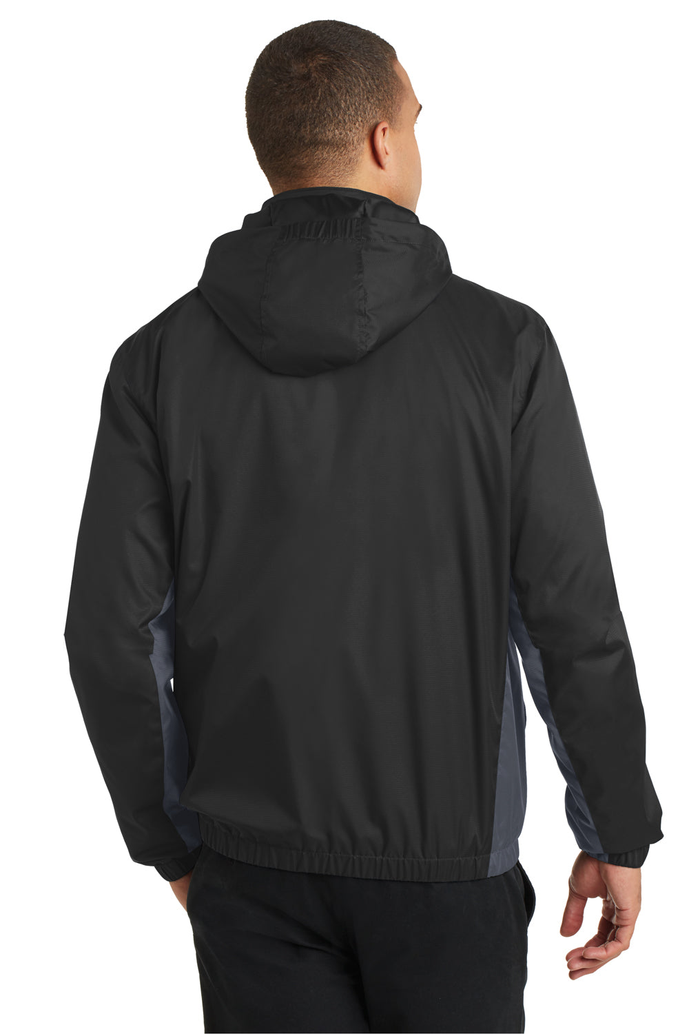 Port Authority J330 Mens Core Wind & Water Resistant Full Zip Jacket Black/Grey Back