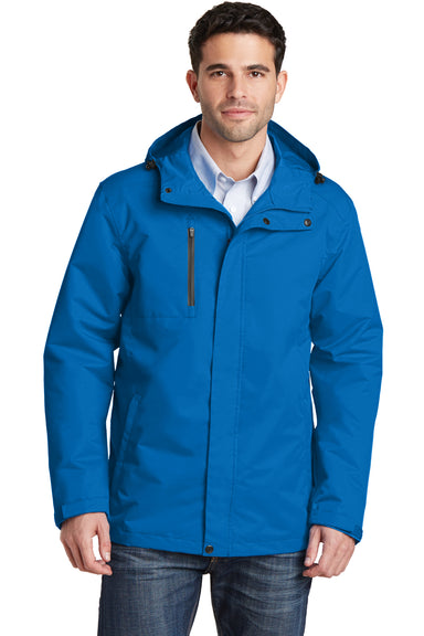 Port Authority J331 Mens All Conditions Waterproof Full Zip Hooded Jacket Direct Blue Front