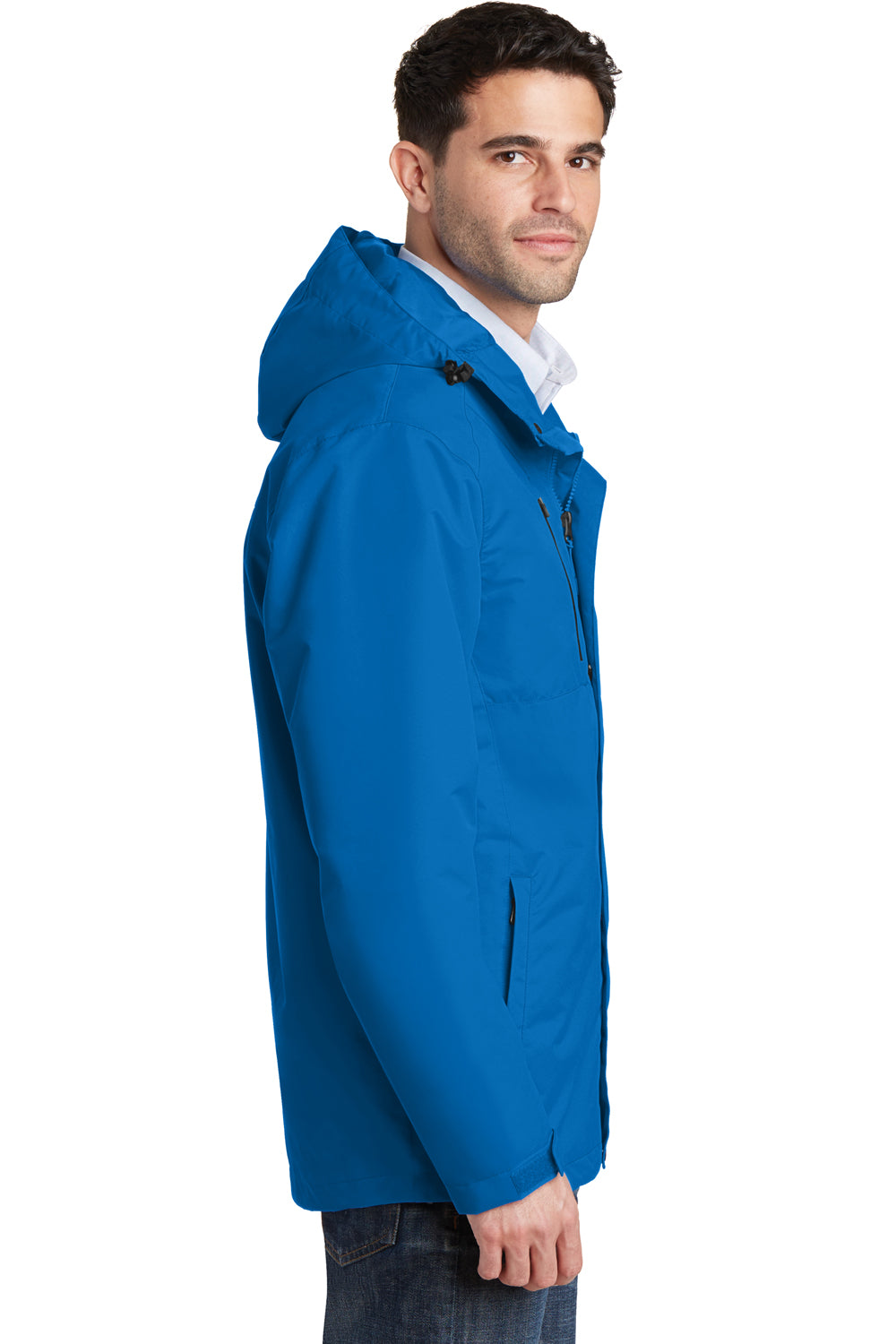 Port Authority J331 Mens All Conditions Waterproof Full Zip Hooded Jacket Direct Blue Side