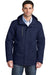 Port Authority J331 Mens All Conditions Waterproof Full Zip Hooded Jacket Navy Blue Front