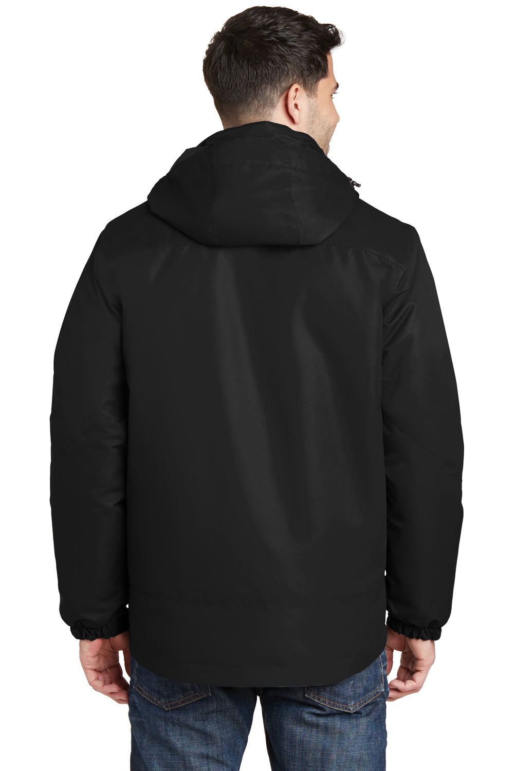 Port Authority J332 Mens Vortex 3-in-1 Waterproof Full Zip Hooded Jacket Black Back