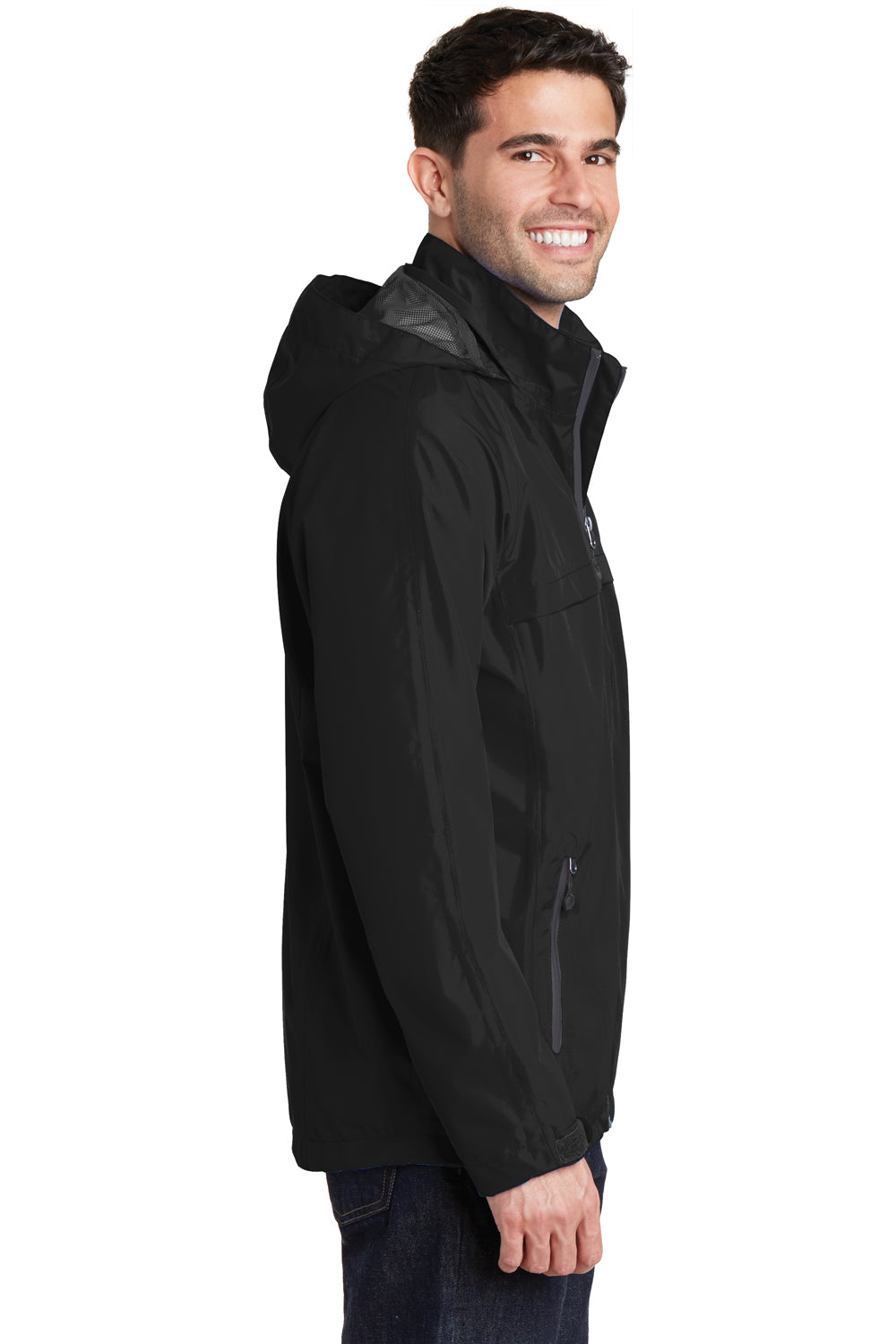 Port Authority J333 Mens Torrent Waterproof Full Zip Hooded Jacket Black Side
