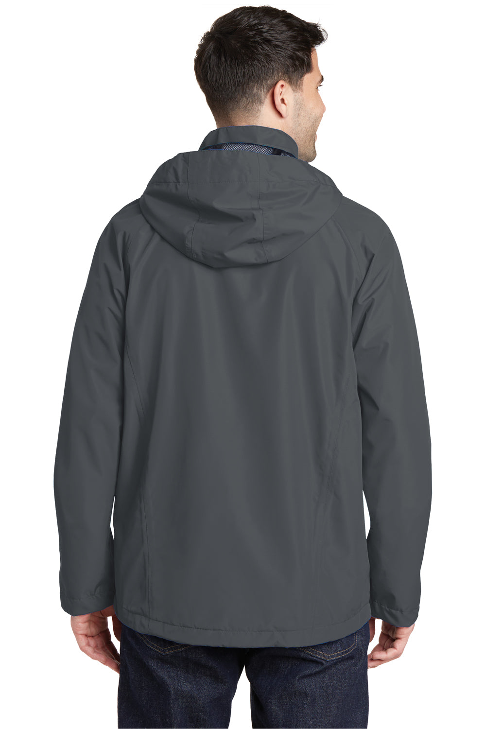 Port Authority J333 Mens Torrent Waterproof Full Zip Hooded Jacket Grey Back