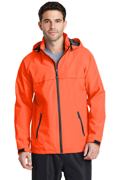 Port Authority J333 Mens Torrent Waterproof Full Zip Hooded Jacket Orange Front