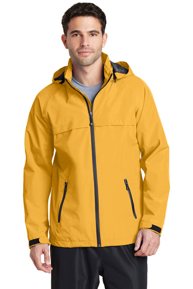 Port Authority J333 Mens Torrent Waterproof Full Zip Hooded Jacket Yellow Front