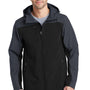 Port Authority Mens Core Wind & Water Resistant Full Zip Hooded Jacket - Black/Battleship Grey