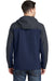 Port Authority J335 Mens Core Wind & Water Resistant Full Zip Hooded Jacket Navy Blue/Grey Back