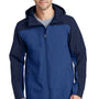 Port Authority Mens Core Wind & Water Resistant Full Zip Hooded Jacket - Night Sky Blue/Dress Navy Blue